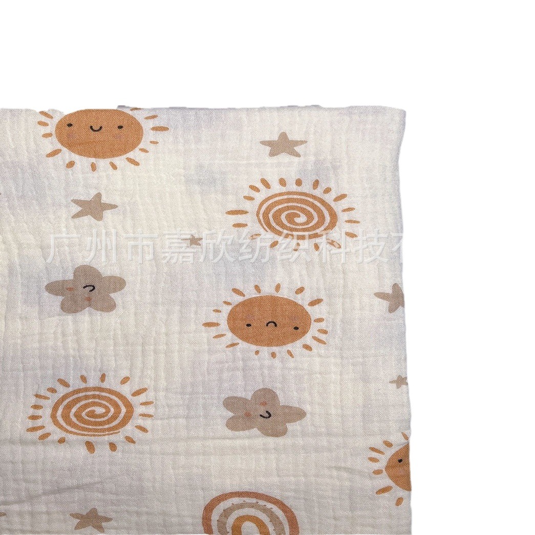 Cotton double-layer gauze muslin printed cartoon fabric baby gauze children's clothing pajamas blanket fabric