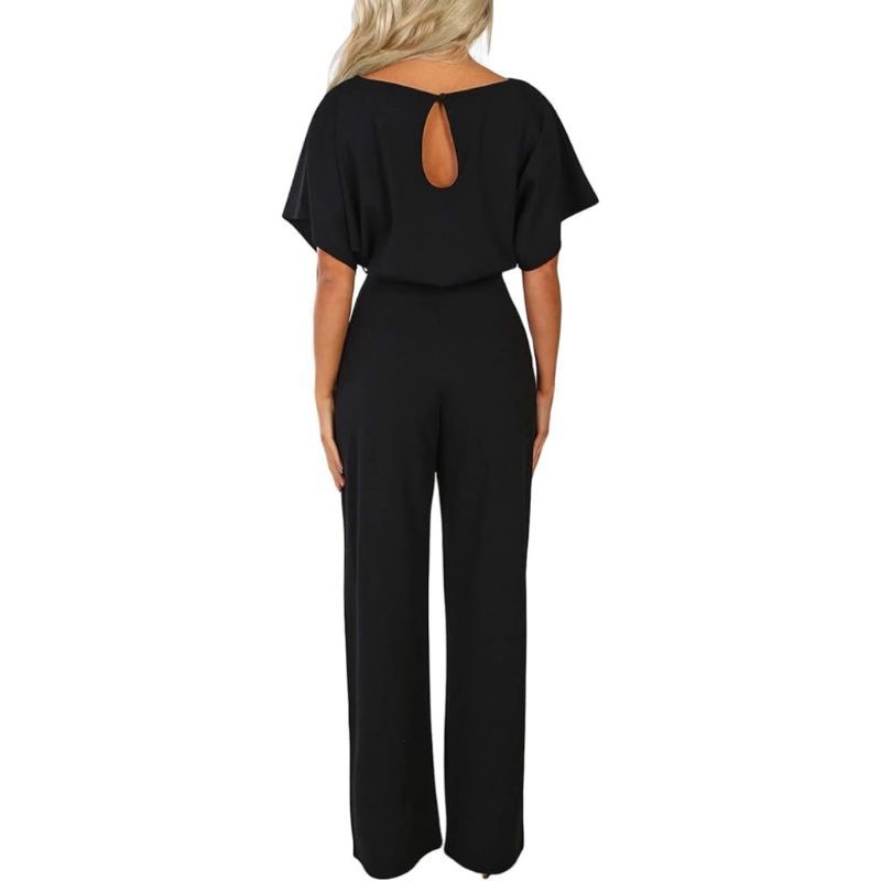 Picture of 2024 Europe and the United States cross-border e-commerce factory supply casual loose short sleeve strap wide leg jumpsuit