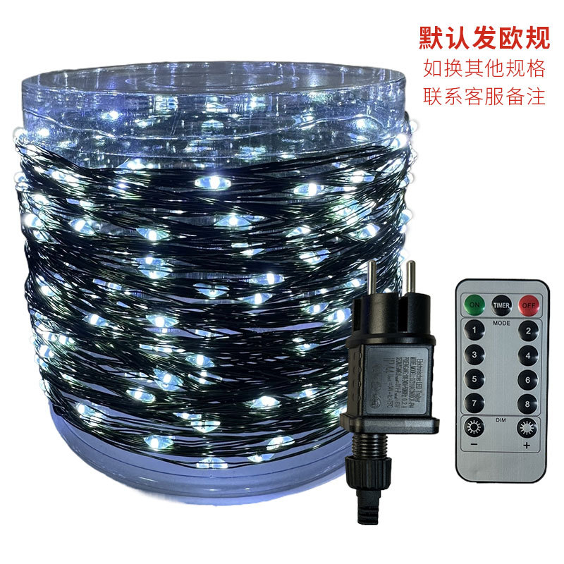 Picture of Christmas Tree Light String Led Star Decoration Atmosphere Light with Dark Green Copper Wire Outdoor Waterproof Christmas Decoration Lights