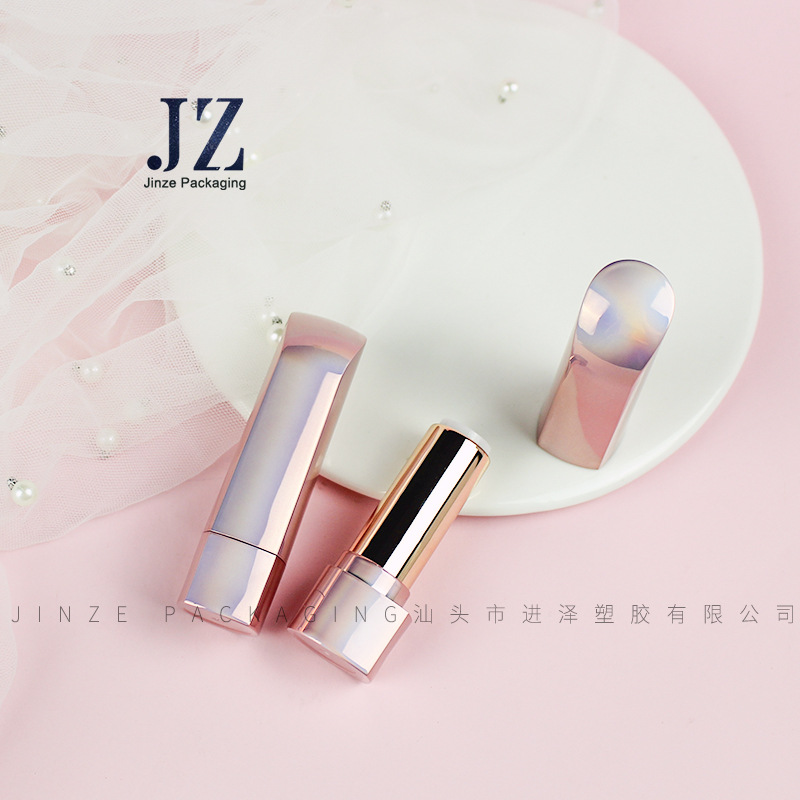 Jinze order thumb-shaped round men's lipstick tube lipstick tube bright black/spray-coated magic plastic packaging material