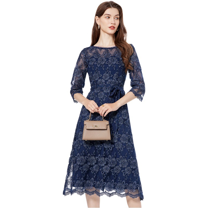 Picture of Evening dress women's spring and autumn light luxury niche socialite embroidery dress noble mother wedding happy mother-in-law wedding banquet