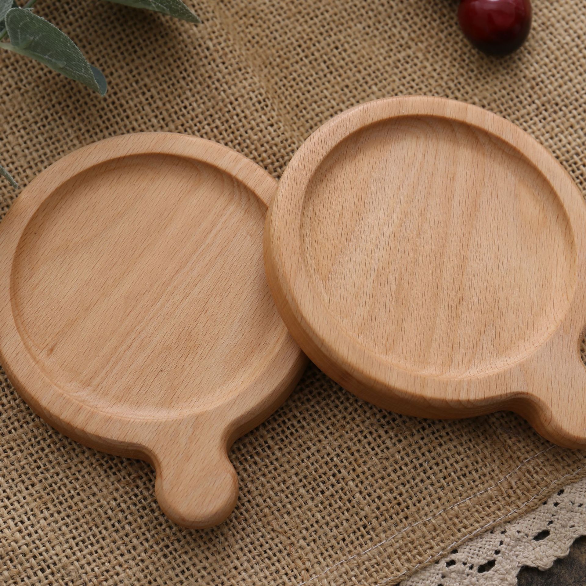 Picture of Creative Wooden Coaster Logo Engraved Fixed Wooden Tea Tray Cup Holder Tea Mat Wooden Tea Holder Japanese Heat Insulation Mat