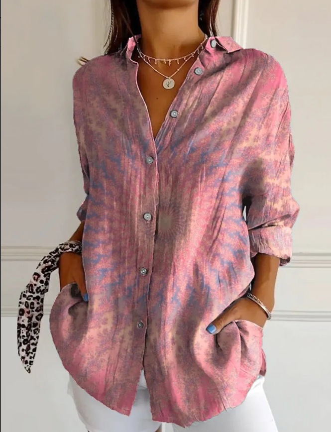 Picture of 2025 New Women's Long Shirt Women's Summer European and American Trend Long Sleeve Shirt Printed Pattern Printed 3D Shirt