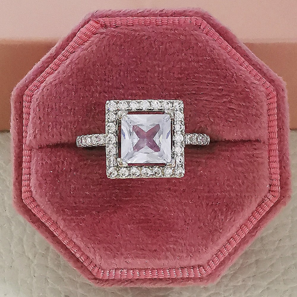 Picture of Chinese Valentine's Day Square Hip-Hop Super Flash Zircon Ring Classic Wedding Ring Gift Jewelry Wholesale R6415