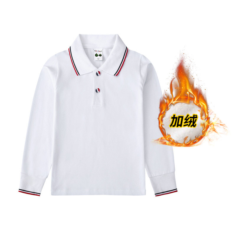 Picture of Children's T-shirt boys polo shirt long sleeve baby girls lapel T-shirt plus Velvet White Base shirt a generation of hair