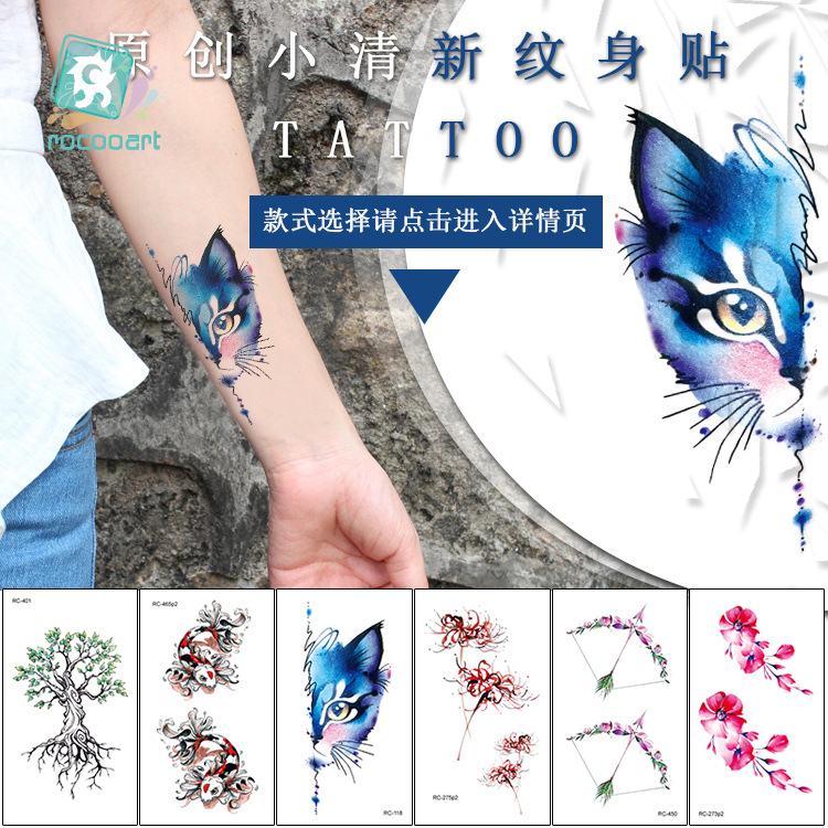 Cross-border waterproof disposable small fresh tattoo stickers ins style personalized color bow tattoo stickers wholesale