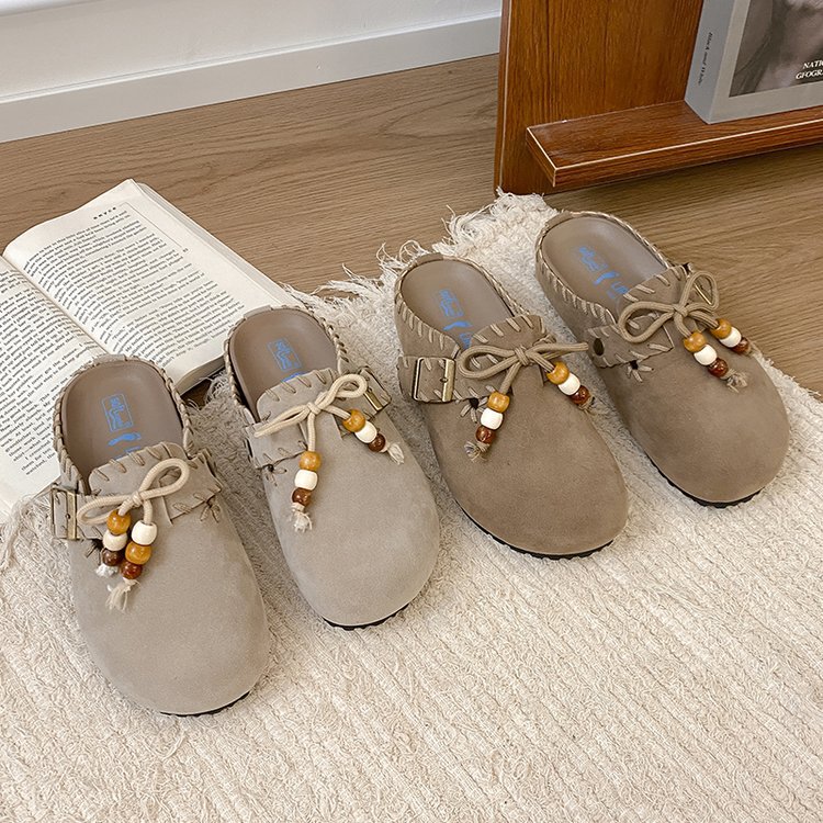 Ugly cute toe half slippers women's platform kangaroo shoes women's 2025 new autumn wear retro fashion soft-soled shoes