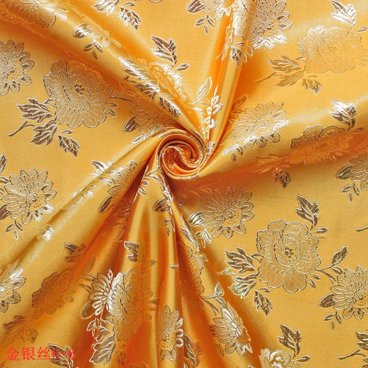 Picture of Wholesale Performance Clothing Hanfu Ancient Costume Fabric Gold Five-Color Rose Brocade Jacquard Fabric Gold and Silver Jacquard Fabric