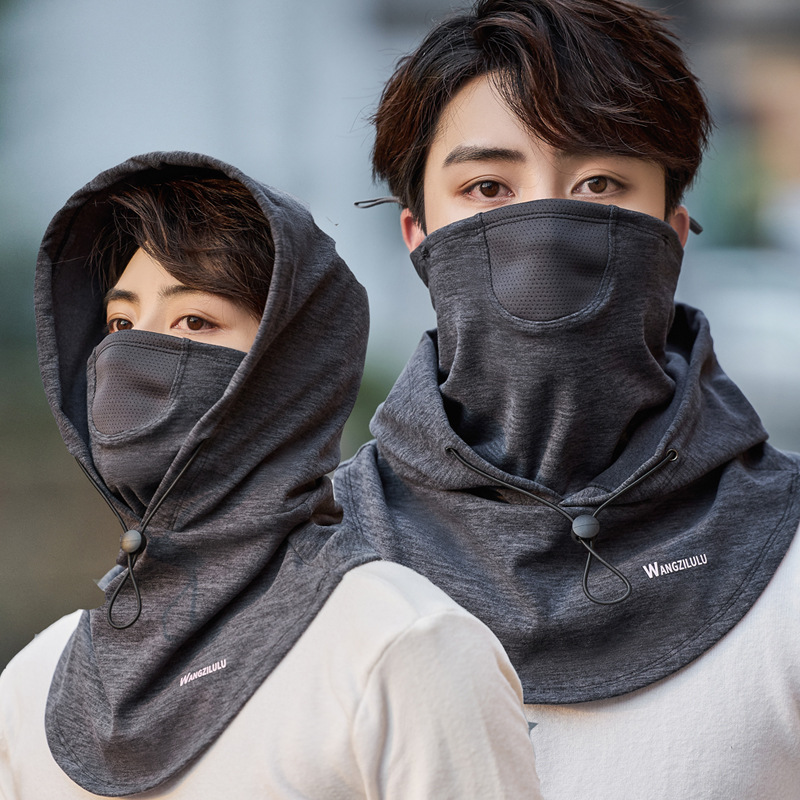 Windproof mask winter warm headgear cap men and women riding fleece-lined collar hat scarf integrated face protection headgear cap