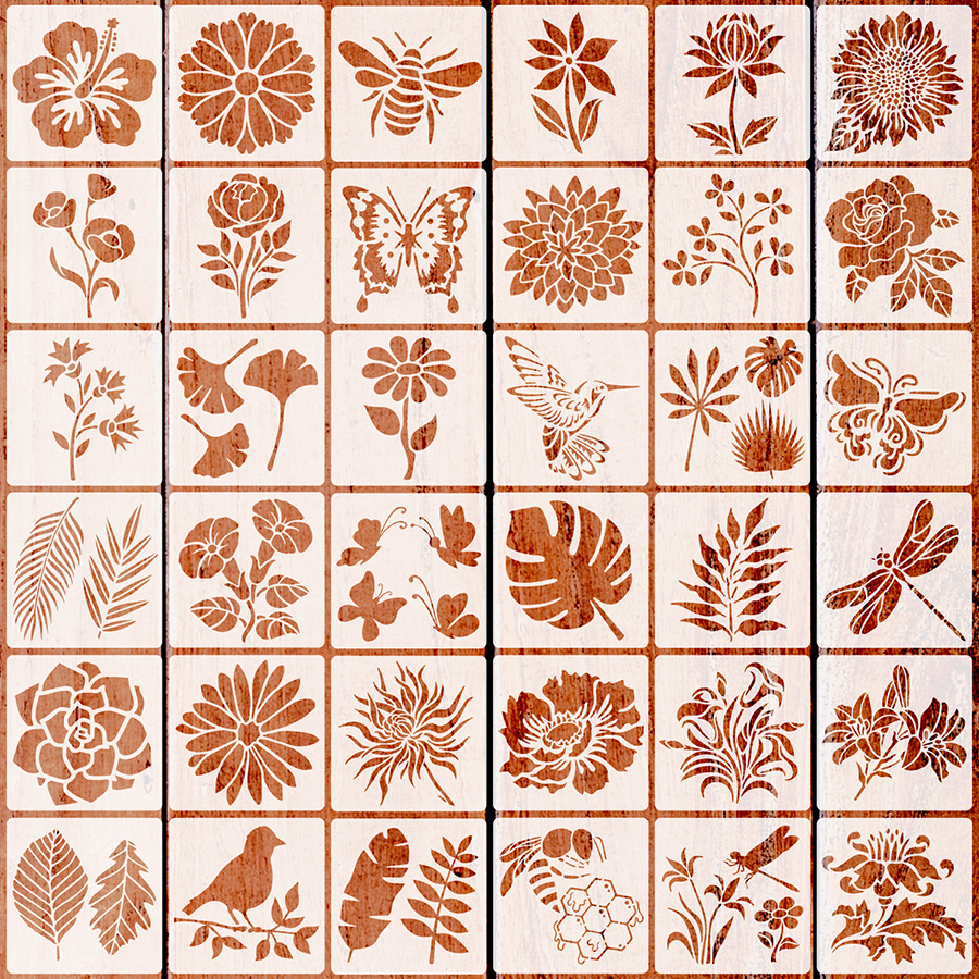 Amazon cross-border DIY flower plant bird bee template painting template sunflower spray hollow Template
