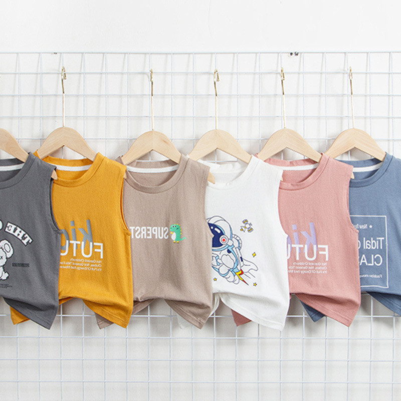 Picture of Children's Waistcoat Cotton Girls Boys Baby New Summer Sweatshirt Wholesale Summer Thin Sports Sleeveless T-shirt