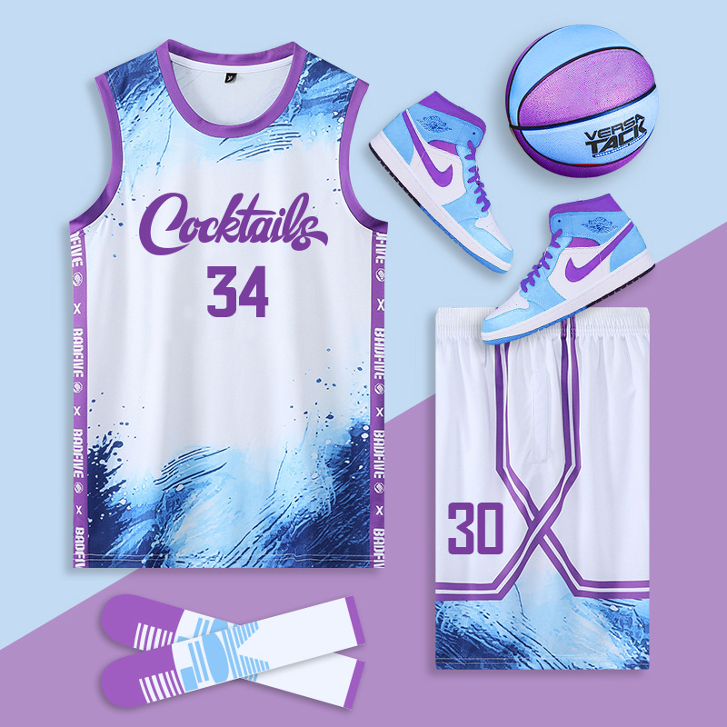 New Basketball Uniform Suit Men's Custom Printed Summer Quick-Drying Breathable Student Jersey Training Game Team Uniform Group Purchase