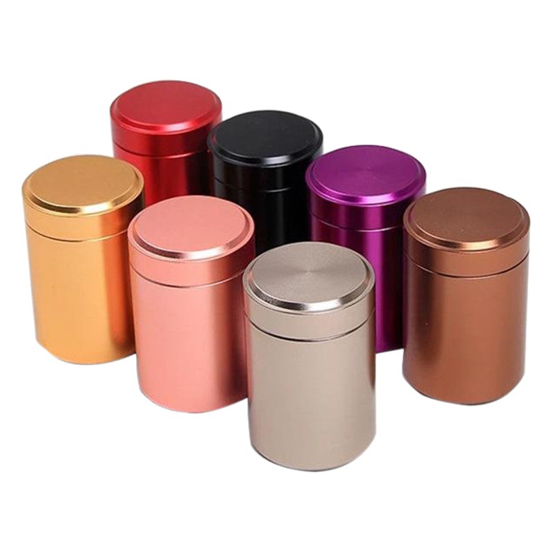 Factory wholesale sandblasted tea packaging cans small portable travel sealed metal spiral aluminum cans