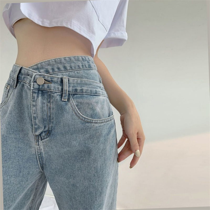 Picture of Design Sense Crossover High Waist vibe Style Wide Leg Slim Look Jeans Women's Loose Casual Straight Pants