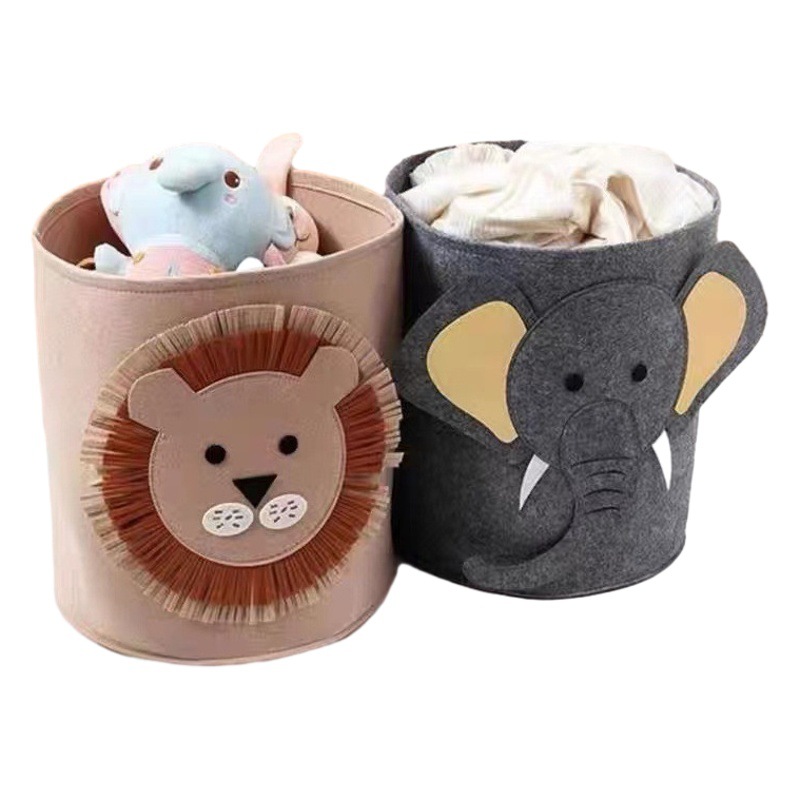 Tiktok popular ins cartoon baby toy storage bucket felt storage bag washable laundry basket storage basket
