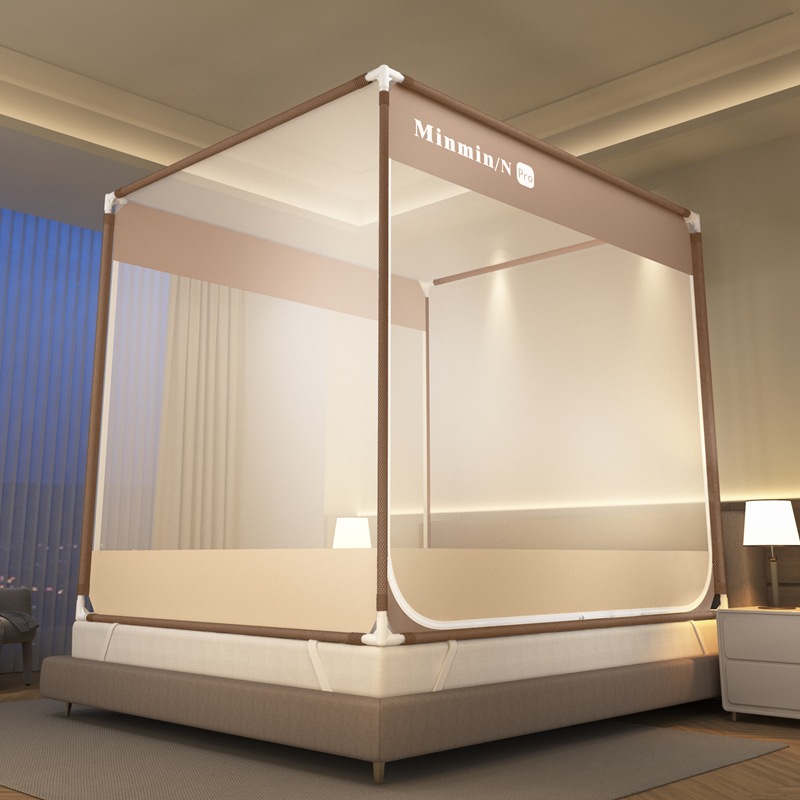 Picture of Class A Mosquito Net Household Bedroom Three-door New Bracket Tattoo Children's Anti-fall Anti-drop Bed Fully Surrounded Bottomless 1.8