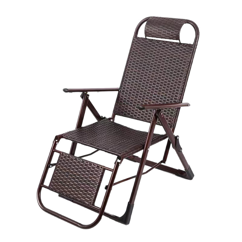 Picture of Recliner Rattan Foldableing Nap Backrest Rattan Chair Home Nap Lounge Chair Balcony Leisure Lazy Summer Chair for the Elderly