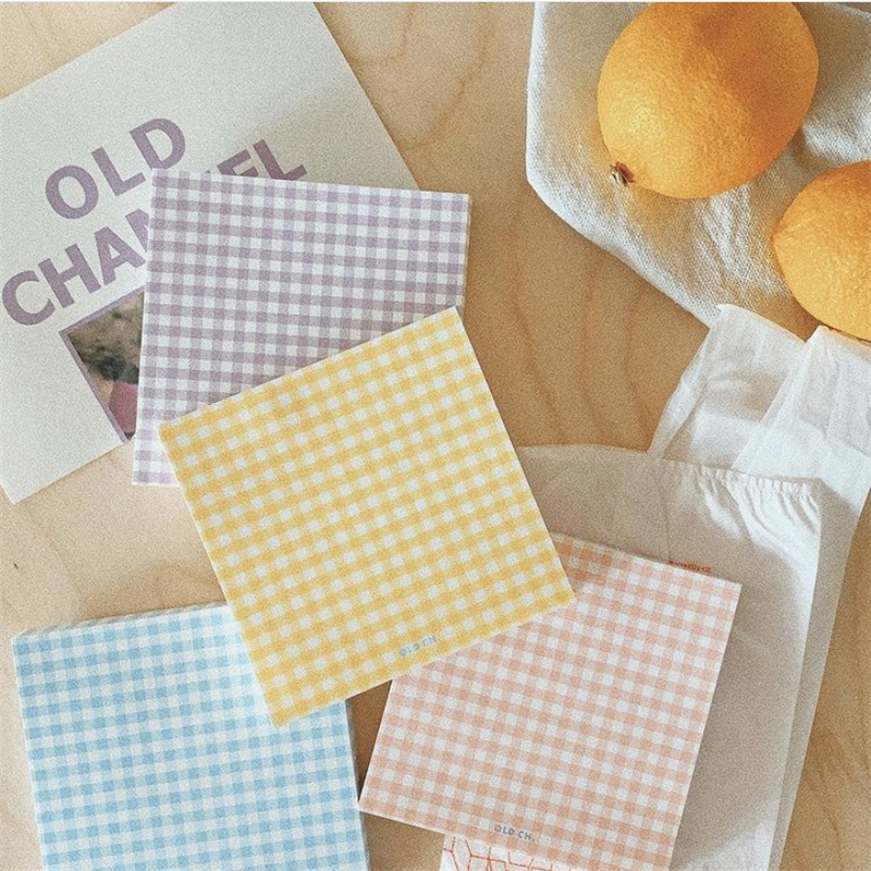 ins style Korean old retro Korean style small fresh student Plaid note book message note paper