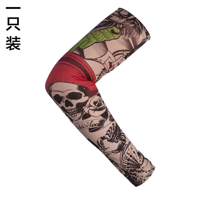 Picture of Flower Arm Tattoo Sleeve Seamless Outdoor Riding Tattoo Sunscreen Sleeve Riding Tattoo Sleeve Optional Color Cross Border