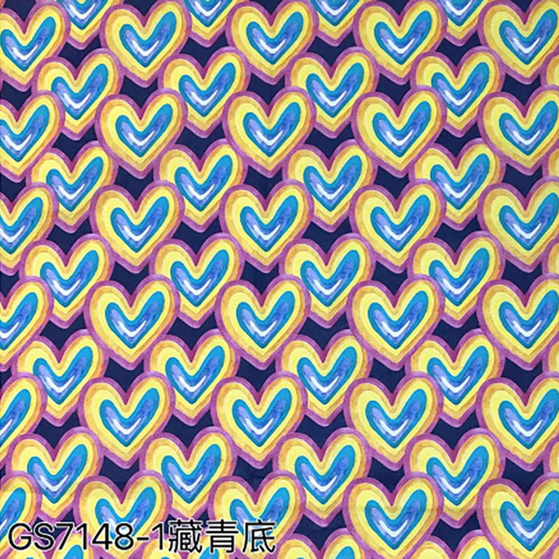 60-Count Pure Cotton Korean Version with Multiple Hearts Digital Print Fabric for Children's Shirts, Baby Clothes, and Bags Pure Cotton Printed Fabric