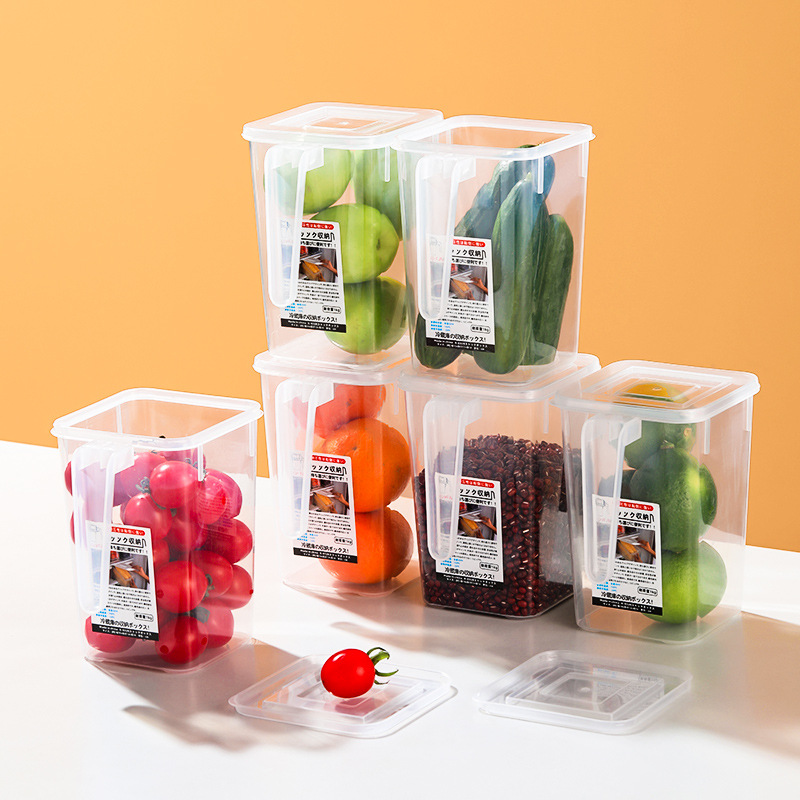 Miki Household Refrigerator Storage Box with Handle Japanese Style Fresh-keeping Box Frozen Fruit and Egg Storage Artifact