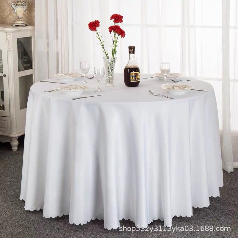 Picture of Large Round Table Restaurant Tablecloth Hotel Restaurant Banquet Family Usable Round Wedding European Tablecloth Table Cover Cross-Border