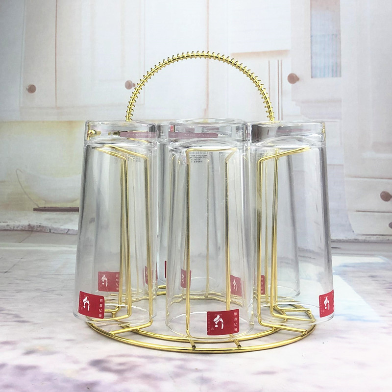 Picture of Simple kitchen cup storage rack golden cup upside down rack rack iron wine cup rack drain factory wholesale