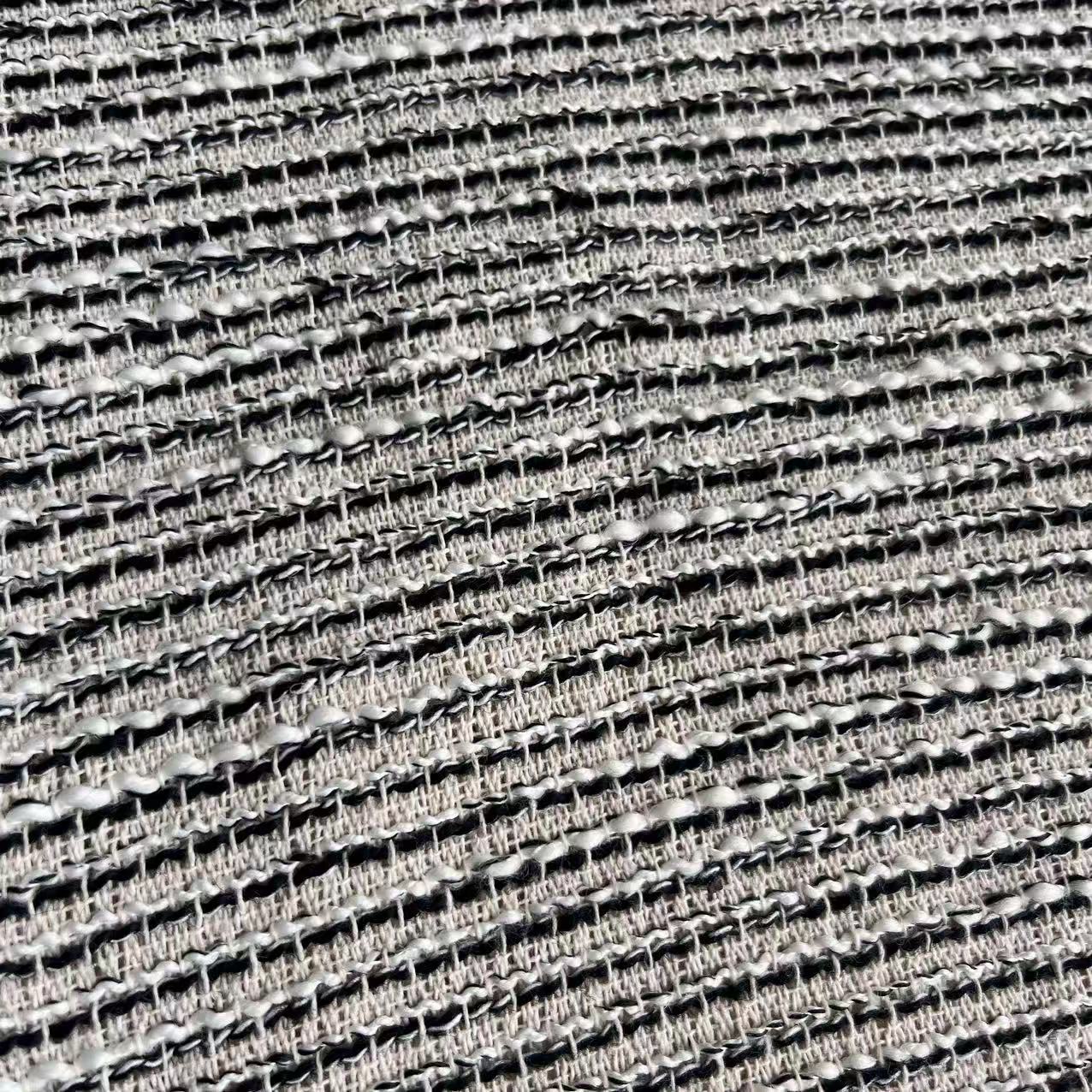 Picture of Slub Chanel Black and White Striped Fabric Women's Bags Shoes Material Tweed Woven Hat Children's Clothing Fashion Fabric