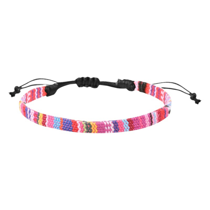 European and American cross-border retro color anklet bohemian hand-woven bracelet adjustable beach chain unisex