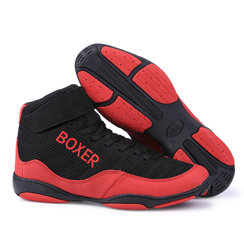 Wholesale and Retail Boxing Shoes Indoor Training Fighting Competition Shoes Rubber Fitness Fighting Shoes Squat Deadlift Shoes