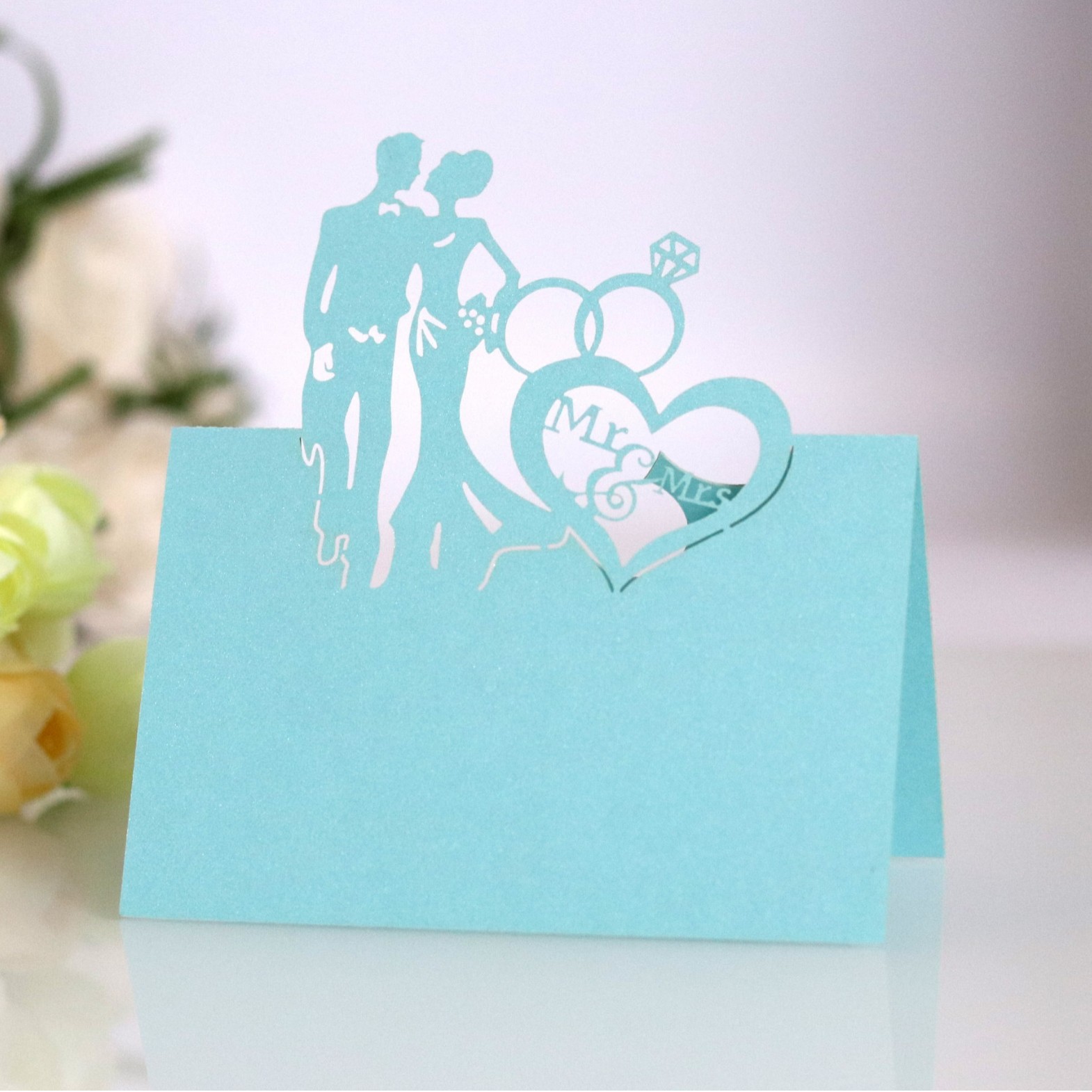 Picture of Hollow wedding banquet layout pink love wedding seat card bride bride decoration table card spot wholesale
