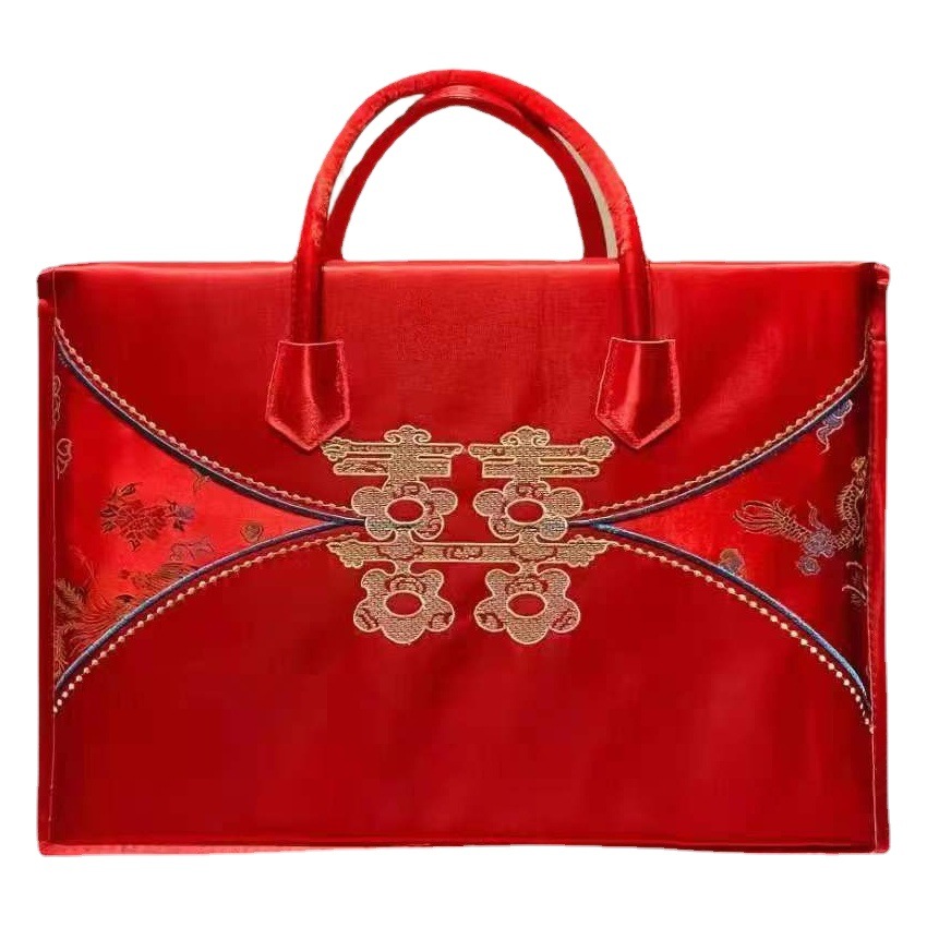 Factory Direct supply wedding four-piece storage bag wedding dowry wedding wedding makeup wedding dust bag gift handbag