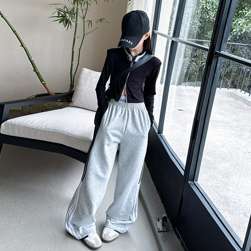 Girls' Casual Pants Spring suit 2025 New Arrival Children's Korean Style Fashionable Sports Pants Loose Wide Leg Pants