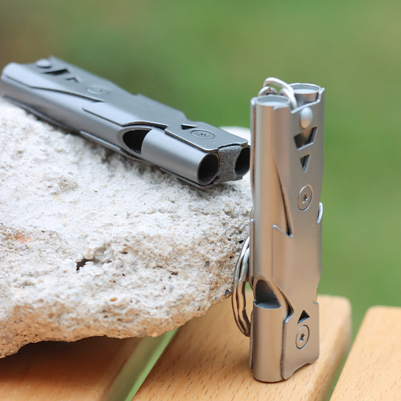 Picture of Survival Whistle Double-barbed Boom Whistle Outdoor Rescue Whistle Stainless Steel High Frequency Earthquake Rescue Whistle High Decibel Whistle