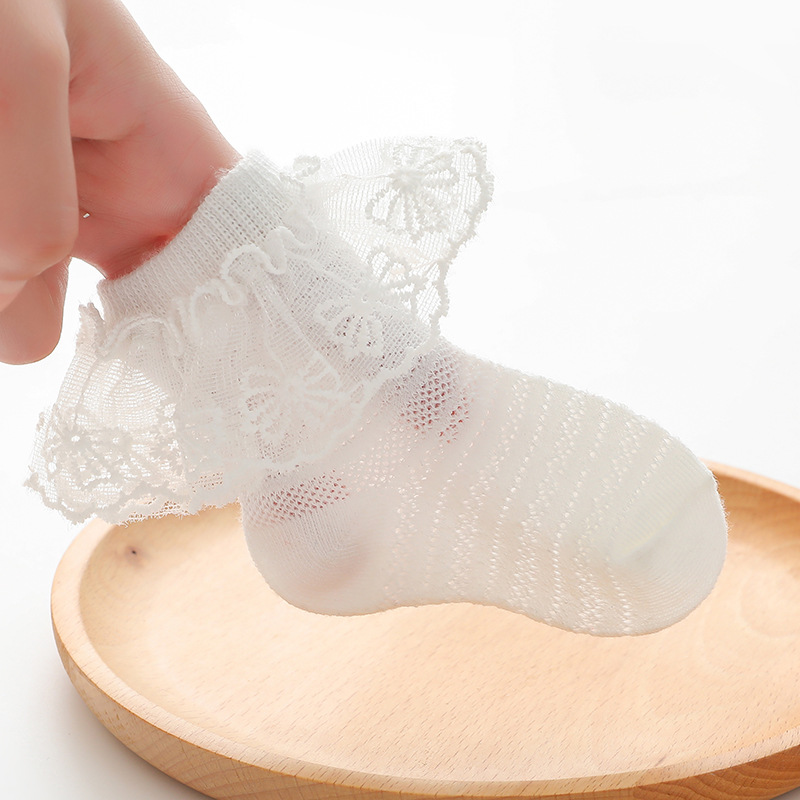 Picture of Girls lace socks summer thin 0-6-12 months baby socks children lace princess socks mesh spring and autumn