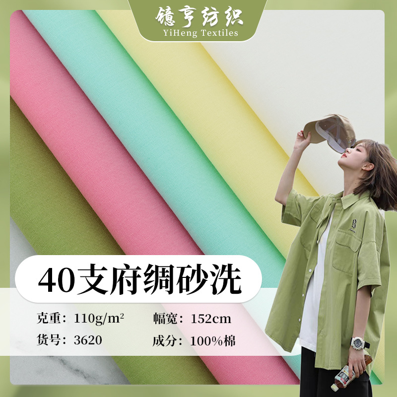 40 Count Poplin Sand Washed Wrinkled Fabric Spring and Summer Pure Cotton Shirt Casual Suit Suit Pants Outwear Jacket Fabric