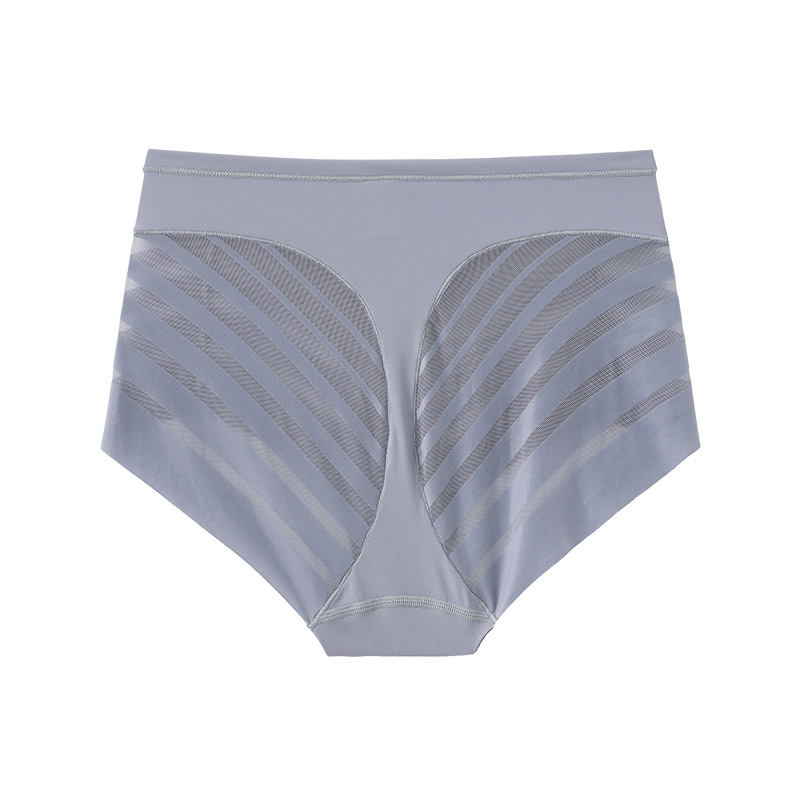 Picture of Explosions Mid-waist Briefs Belly-tight Waist-lifting Hip Transparent Mesh Striped Comfortable Cotton Crotch Large Size Panties