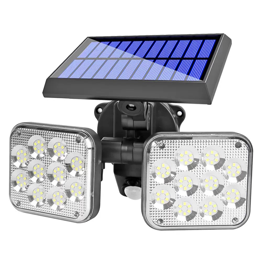 Picture of solar wall lamp outdoor lighting led double head garden light home solar body induction lamp waterproof street light