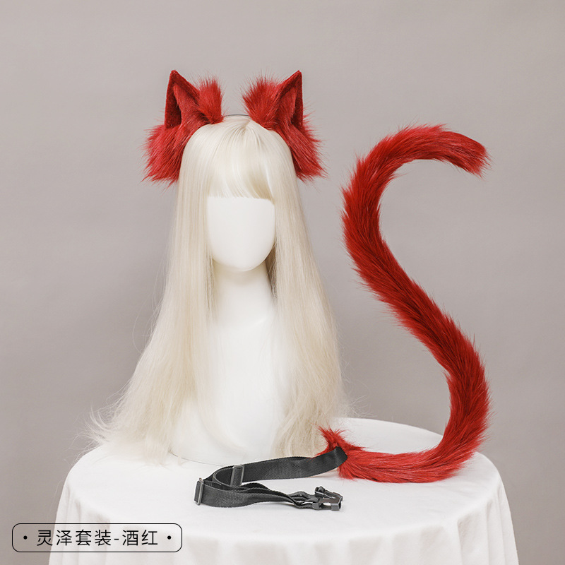 Picture of Dropshipping Cat Ears and Tail Cosplay Accessories Hand-Made Simulated Animal Ears Headband and Tail Accessories Set