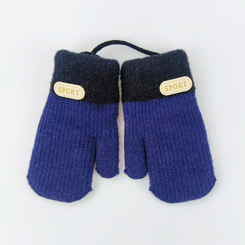 Picture of Autumn and Winter Children's Gloves Hanging Neck fleece-lined Thickened 4-7 Years Old Baby Outdoor Cold-proof Warm Knitted Gloves
