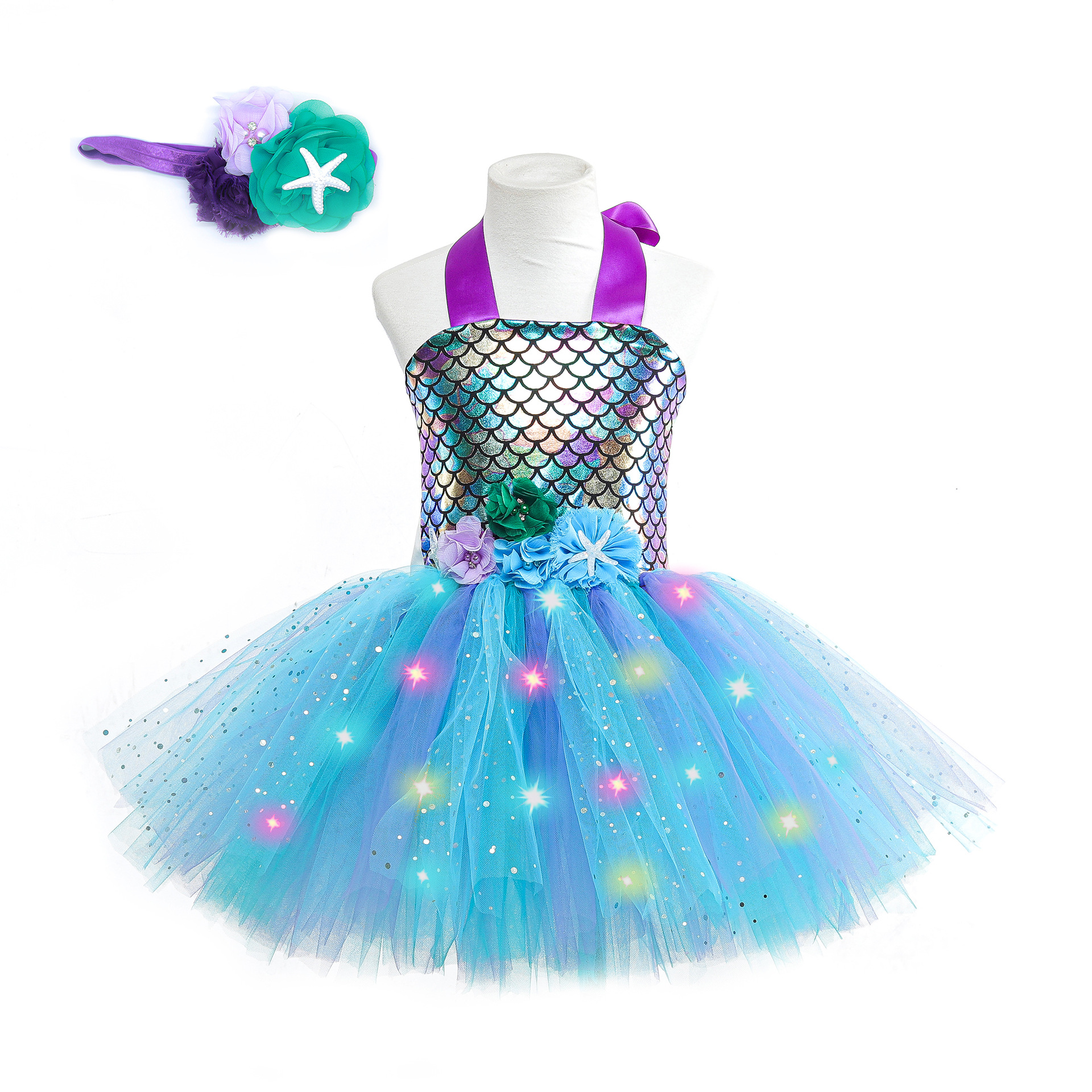2024 New Dress Tutu Skirt Girls Mermaid Scale Performance Dance Skirt Kidsren Princess Skirt Tutu Skirt