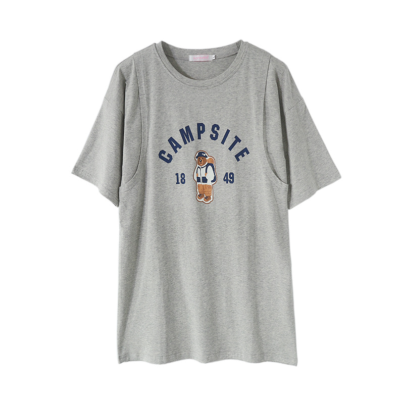 Picture of Maternity Clothing Nursing Clothes Summer Outer Wear Short-sleeved T-shirt Fashion Nursing Clothes Going Out Summer Casual Top Trendy Women