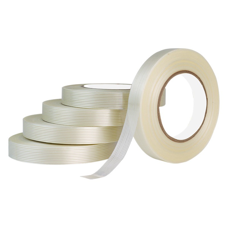 Transparent glass fiber strong tape high viscosity single-sided striped fiber tensile fixed high temperature resistant tape wholesale