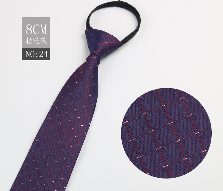 Picture of Factory Black Men's Tie Striped Blue Business Tie Lazy People Knot Free Zipper Tie in stock Wholesale