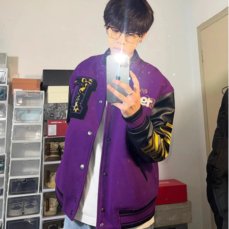 Picture of Cross-Border Purple Baseball Jacket Trendy Brand European and American High Street Hip-Hop Fate Dice Gradient Embroidery Printed Jacket