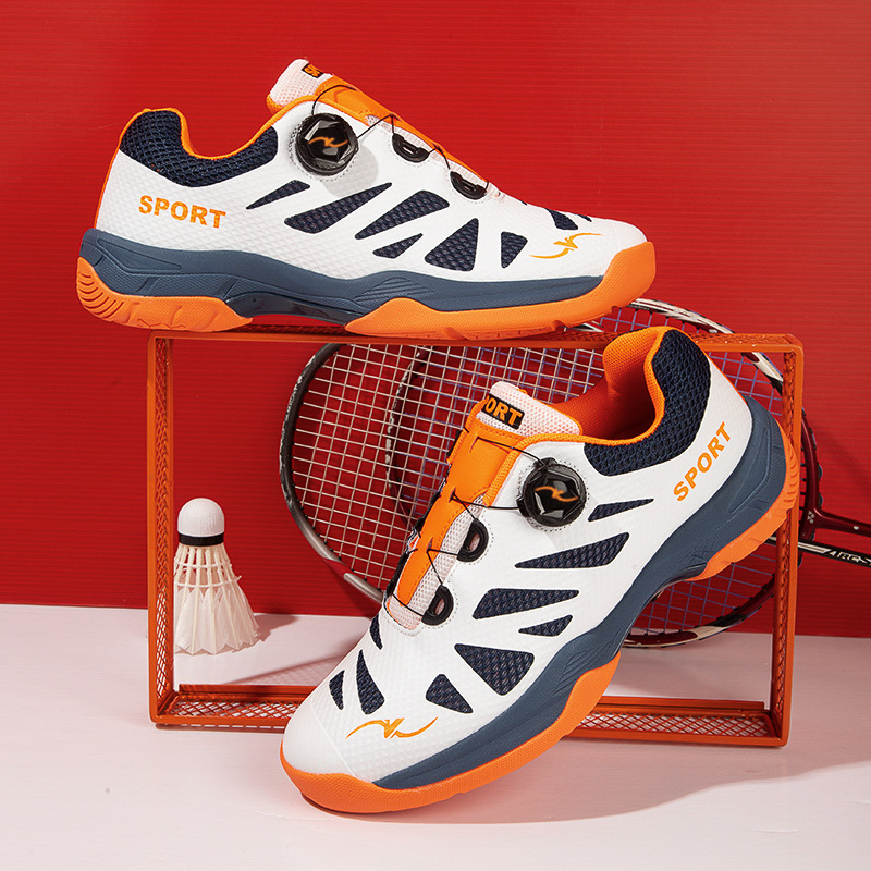 Cross-Border Carbon Plate Swivel Buckle Couple's Badminton Shoes for Men and Women Professional Wear-Resistant Anti-Slip Mesh Volleyball Large Size Training Shoes