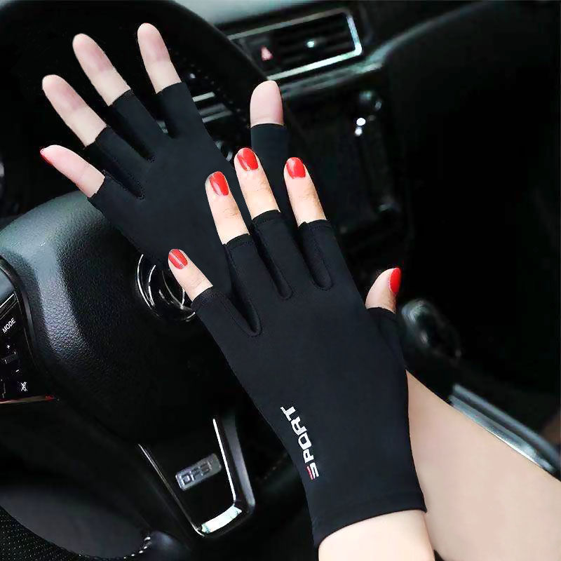 Picture of Gloves Men's and Women's Summer Open Finger Thin Ice Driving Leakage Two Finger Fishing Half Finger Riding Takeaway Rider Sports