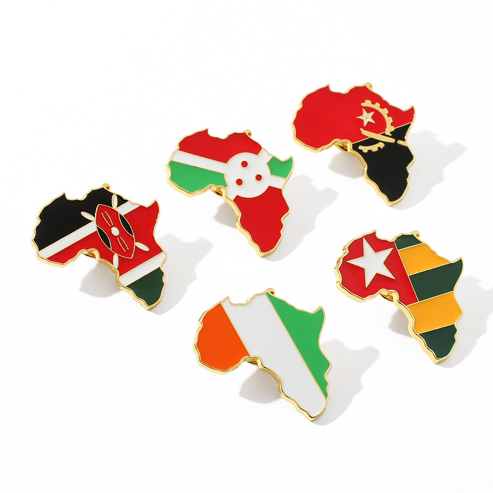 Picture of World Map Brooch Africa Map Angola Ghana Kenya Pin Creative Personality Badge