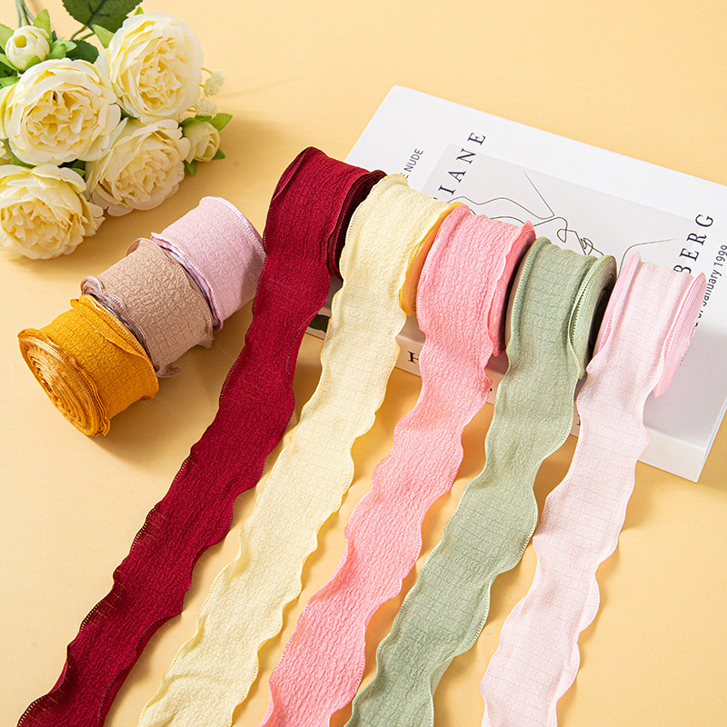 Goddess Valentine's Day Pleated Ribbon High-end Elastic Ruffled Bubble Pleated Ribbon Cake Birthday Box Packaging Ribbon