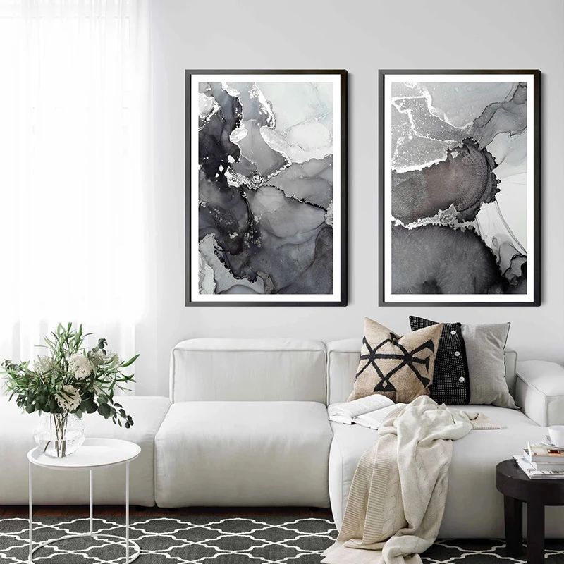 Modern light luxury art abstract geometric hanging painting living room bedroom hotel decorative painting HD inkjet canvas painting core